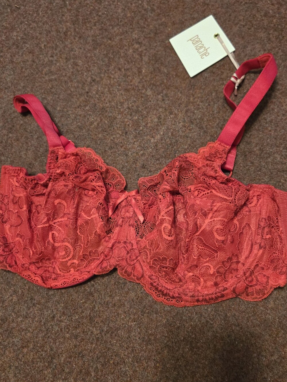 New! Panache 38DDD/F Bra Wired Half Lined Laxe Red